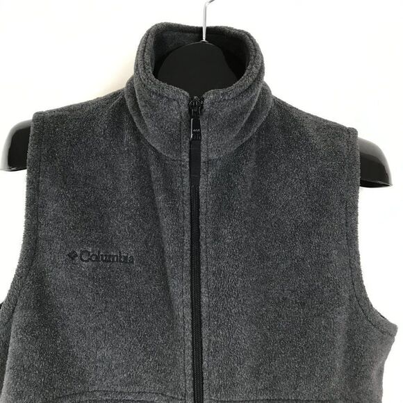Columbia Full Zip Fleece Vest Women’s Size Medium Gray Pockets Outdoor Winter - Picture 5 of 13